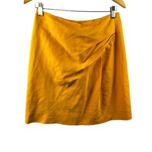 Chloe Egg Nog Yellow Origami Pleat Silk Mini Skirt Size 40T / 8 Tall US